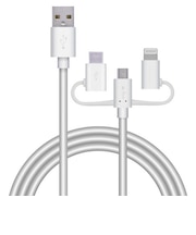 エレコム　スマートフォン用USBケーブル 3in1 microUSB+Type-C+Lightning 1.2m ホワイト MPAAMBLCAD12WH