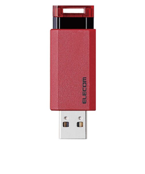 エレコム　USBメモリー USB3.1(Gen1)対応 ノック式 オートリターン機能付 128GB レッド MFPKU3128GRD