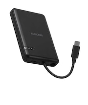 エレコム　モバイルバッテリー リチウムイオン電池 5000mAh 12W USB-C USB-Cケーブル一体 ブラック DEC625000BK