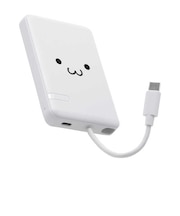 エレコム　モバイルバッテリー リチウムイオン電池 5000mAh 12W USB-C USB-Cケーブル一体 シロチャン DEC625000WF