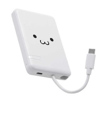 エレコム　モバイルバッテリー リチウムイオン電池 5000mAh 12W USB-C USB-Cケーブル一体 シロチャン DEC625000WF
