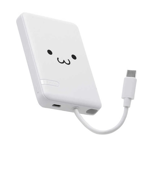 エレコム　モバイルバッテリー リチウムイオン電池 5000mAh 12W USB-C USB-Cケーブル一体 シロチャン DEC625000WF
