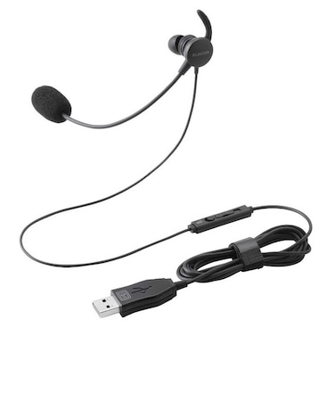 エレコム　マイクアーム付インナーイヤー型ヘッドセット 片耳 USB HSEP21MUBK