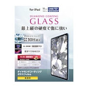 エレコム　iPad A16 11インチ / 第10世代 10.9インチ ガラスフィルム ダイヤモンドコート 高透明 貼り付けツール付 強化ガラス 表面硬度10H超 指紋防止 飛散防止 気泡防止 TBA25RFLGDC