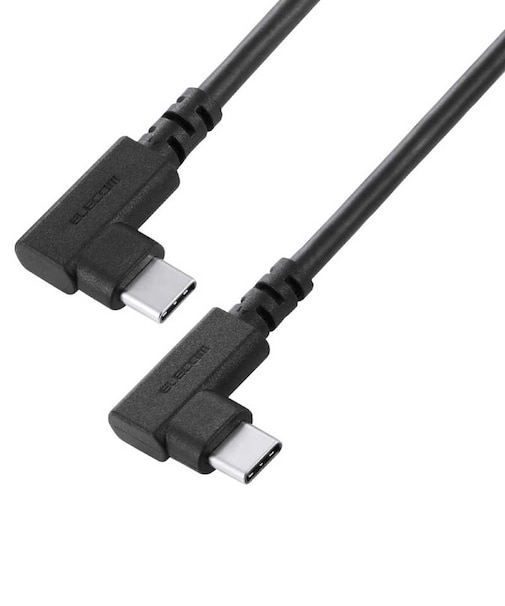 エレコム　USB2.0ケーブル C-Cタイプ 認証品 USB PD対応 最大240W 両端L字コネクタ やわらか 1.5m U2CCLLEY15NBK