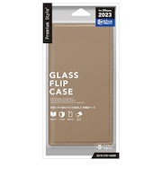 PGA iPhone 15 Pro(6.1インチ) ガラスフリップケース スクエアデザイン Premium Style ベージュ PG23BGF06BE