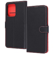 レイアウト OPPO Reno13A Like standard 耐衝撃 マグネットベルト シンプル 手帳型レザーケース ブラック/レッド RTOPR13AELC1BR
