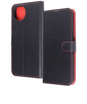 レイアウト AQUOS wish5 耐衝撃 手帳型レザーケース シンプル マグネット ブラック/レッド RTAQL3ELC1BR