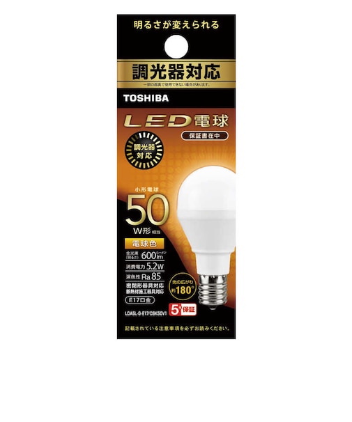 東芝　LED電球(調光対応) ［E17 /電球色 /1個］ LDA5LGE17DSK50V1