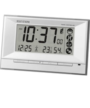 リズム 目覚まし時計 デジタル 電波自動受信機能有 温湿度計付 フィットウェーブ ホワイト 8RZ207SR03