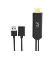 カシムラ　USB-Aメス ⇔ HDMI＋USB-Aオス(給電用)ケーブル [映像 /1m] iPhone/iPad用 ブラック KD207