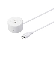 ヤザワ　丸型タップ4個口PD20W1.5m 白 高出力PD対応 20W USBポート Type-A×2、Type-C×1 ［1.5m / 4個口 / スイッチ無 / 3ポート］ H47015PD20WH