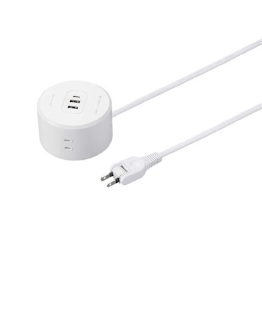 ヤザワ　丸型タップ4個口PD20W1.5m 白 高出力PD対応 20W USBポート Type-A×2、Type-C×1 ［1.5m / 4個口 / スイッチ無 / 3ポート］ H47015PD20WH