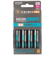 アイリスオーヤマ　BIGCAPA Recharge 急速充電器セット 単3形4個 ［充電器＋充電池 /単3形4本 /単3形～単4形兼用］ BCRSQC3MH4S