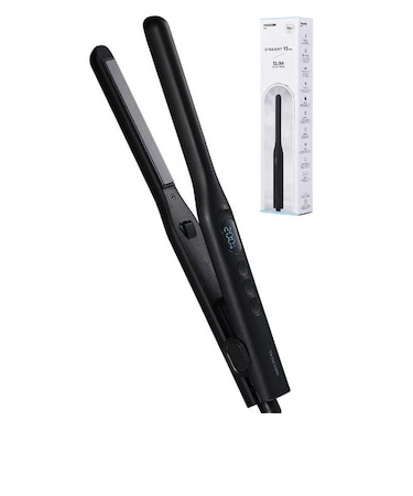 テスコム　ストレートアイロン マイナスイオン スリムプレート 13mm 120℃～200℃ 海外対応 交流(コード)式 ブラック TS368AK