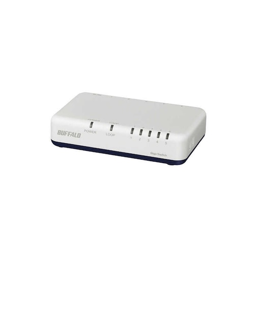 BUFFALO　Giga5ポート スイッチングハブ 電源外付け プラスチック筐体 マグネット付属 LSW7-GT-5EP/CWH