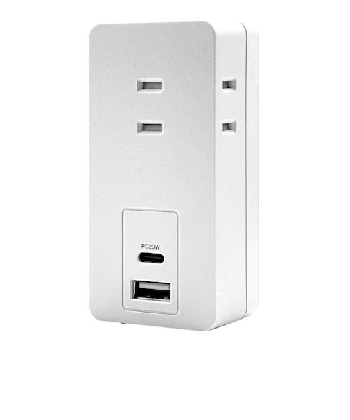 ラスタバナナ　電源タップType-C PD20W USB-A 15W 3コンセント ［直挿し / 3個口 / スイッチ無 / 2ポート］ ホワイト R3ACCA20W01WH