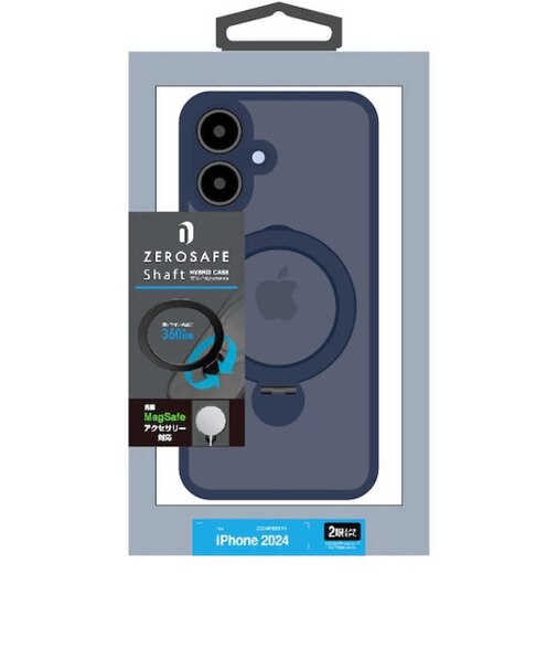 ラスタバナナ　iPhone 16(6.1インチ)ZEROSAFE Shaft カメラ周囲保護 Magsafe対応 360°回転スタンドケース フロストネイビー 8289IP461ZSFSLNV