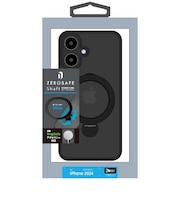 ラスタバナナ iPhone 16(6.1インチ)ZEROSAFE Shaft カメラ周囲保護 Magsafe対応 360°回転スタンドケース フロストブラック 8386IP461ZSFSLBK