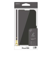ラスタバナナ iPhone 16e 薄型手帳型ケース+ハンドストラップ サイドマグネット ブラック 8616IP5EBSMHSBK