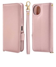 ラスタバナナ　AQUOS wish5 ハンドストラップ付き手帳型ケース ライトピンク 8812AW5BHSLPK