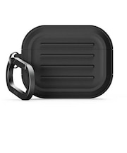 ELAGO AirPods Pro3 対応 ケース 耐衝撃 落下防止 カラビナ 付 おしゃれ カバー ワイヤレス充電 対応 ブラック EL_A3PCSSCAG