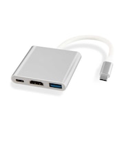 フリーダム　映像変換アダプタ [USB-C オス→メス HDMI /USB-A＋USB-Cメス(給電用 PD100W対応)] シルバー FHDMIADC4PCH