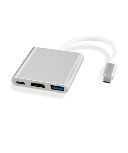 フリーダム　映像変換アダプタ [USB-C オス→メス HDMI /USB-A＋USB-Cメス(給電用 PD100W対応)] シルバー FHDMIADC4PCH