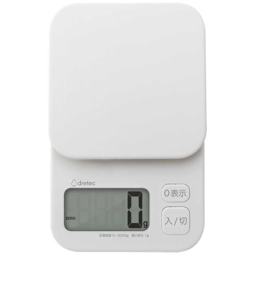 ドリテック　大画面デジタルスケール［最大表示3.0kg/表示単位1g］ ホワイト KS832