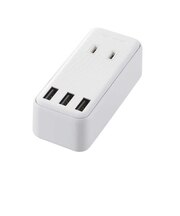 エレコム モバイルUSBタップ コンセント直挿し 横差し対応 USB3ポート AC2口 同時充電 2.4A スマート充電 小型 ホワイト ホワイト MOTU0823WH