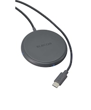 エレコム　ワイヤレス充電器 Qi認証 5W 卓上 滑り止めパッド ケーブル一体 おくだけ充電 【 Qi規格に対応した iPhone Android Galaxy Xperia スマホ Airpods 等各種対応 WQA25DGY