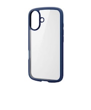 エレコム iPhone 16 ケース ハイブリッド カバー 衝撃吸収 軽量 薄型 カメラ周り保護 ワイヤレス充電可 ストラップホール付 硬度5H ストラップホールシート付 TOUGH SLIM LITE ネイビ PMA24ATSLFCNV