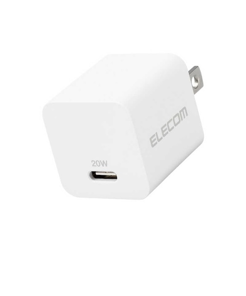 エレコム　USB Type-C コンセント 充電器 PD 20W 急速充電 USB-C ×1 超小型 軽量 【 iPhone iPad Android Xperia Galaxy AQUOS Pixel スマホ MPAACCP28XWH