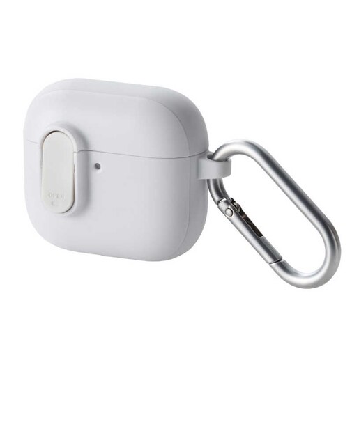 エレコム　AirPods 4 ケース 用 耐衝撃 カバー < ワイヤレス / MagSafe 充電対応 > 衝撃吸収 フタ開閉ロック機能 落下防止 カラビナ付 TOUGH SLIM Lock ホワイト AVAAP06TSLWH