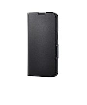 エレコム　iPhone 17e / 16e ケース レザー カバー 手帳型 マグネット フラップ 衝撃吸収 超軽量 薄型 ワイヤレス充電可 スタンド機能付 カードケース機能付 UltraSlim ブラック ブラ PMA25SPLFUBK