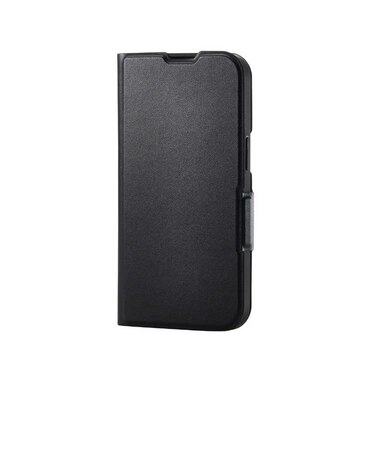 エレコム　iPhone 17e / 16e ケース レザー カバー 手帳型 マグネット フラップ 衝撃吸収 超軽量 薄型 ワイヤレス充電可 スタンド機能付 カードケース機能付 UltraSlim ブラック ブラ PMA25SPLFUBK