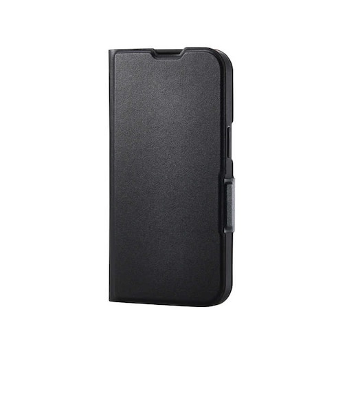 エレコム　iPhone 17e / 16e ケース レザー カバー 手帳型 マグネット フラップ 衝撃吸収 超軽量 薄型 ワイヤレス充電可 スタンド機能付 カードケース機能付 UltraSlim ブラック ブラ PMA25SPLFUBK