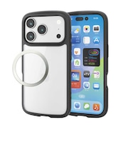 エレコム　iPhone 17 Pro ケース ハイブリッド カバー 衝撃吸収 軽量 薄型 磁気吸着対応メタルステッカー付 ストラップホール付 ストラップホールシート付 TOUGH SLIM LITE ブラック  PMA25CTSLFCBK