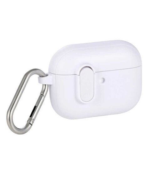 エレコム　AirPods Pro 3 ケース MagSafe対応 TOUGH SLIM 耐衝撃 ロック機能 カラビナ付 落下防止 ホワイト ホワイト AVAAP07TSLWH