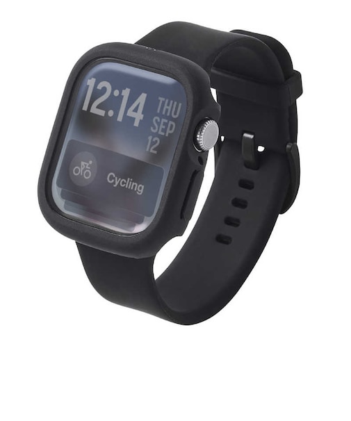 エレコム　アップルウォッチ カバー Apple Watch Series 11 / 10 [ 42mm ] ケース 強化ガラス 10H 耐衝撃フレーム 指紋防止 飛散防止 TOUGH SLIM LITE ブラッ AW25BFCTSLBK