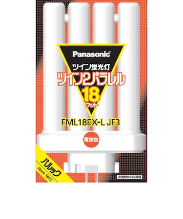 パナソニック　ツイン蛍光灯 ツイン2パラレル（4本平面ブリッジ） 18形 電球色 FML18EXLJF3