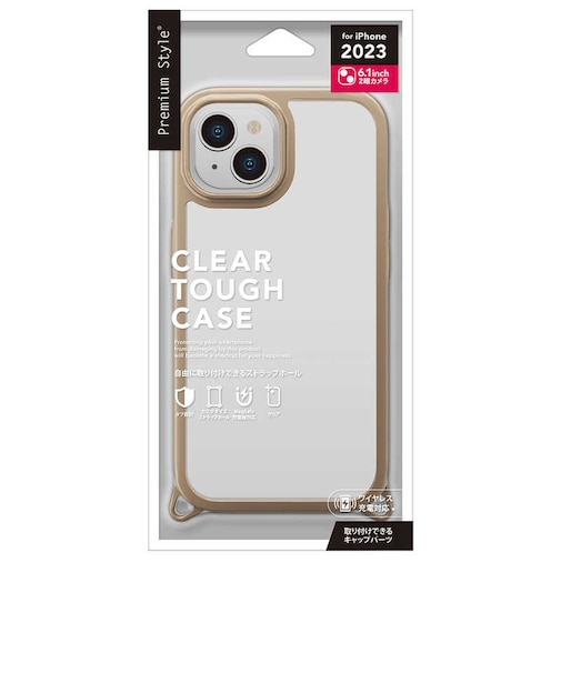 PGA　iPhone 15(6.1インチ) クリアタフケース Premium Style ベージュ PG23APT02BE