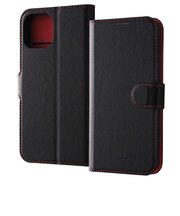 レイアウト iPhone 15 Like standard 耐衝撃 手帳型レザーケース シンプル マグネット/ ブラック/レッド RTP41ELC1BR
