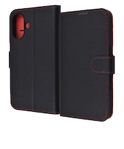 レイアウト iPhone 16 Like standard 耐衝撃 マグネット 手帳型レザーケー ブラック_レッド RTP46ELC1BR
