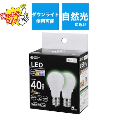 ORIGINALBASIC　LED電球E17口金断熱施工器具対応40W 昼白色2P E17/N/40W LDA4NGE17SK40XOS2P