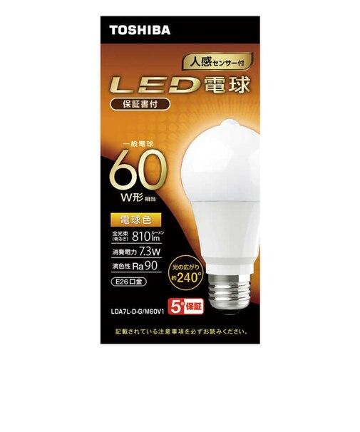 東芝　LED電球 (人感センサー付き) ［電球色 /1個］ LDA7LDGM60V1