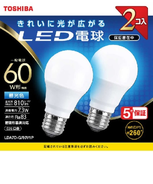 東芝　電球型LED ▼ LDA7DG60V1P