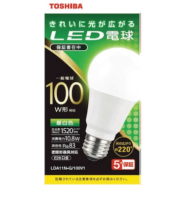 東芝　電球型LED ▼ LDA11NG100V1