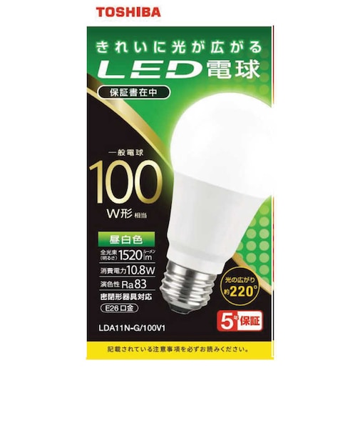東芝　電球型LED ▼ LDA11NG100V1