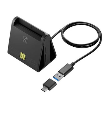 AREA　接触型ICカードリーダー USB-C＋USB-A接続 スタンド型マルチ ブラック SDMYC02B